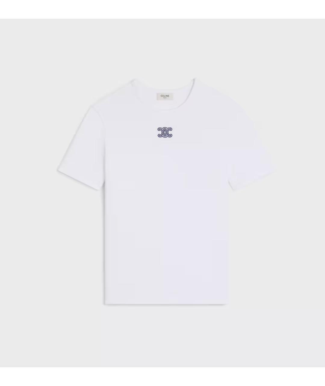 CELINE Белая хлопковая футболка, фото 4
