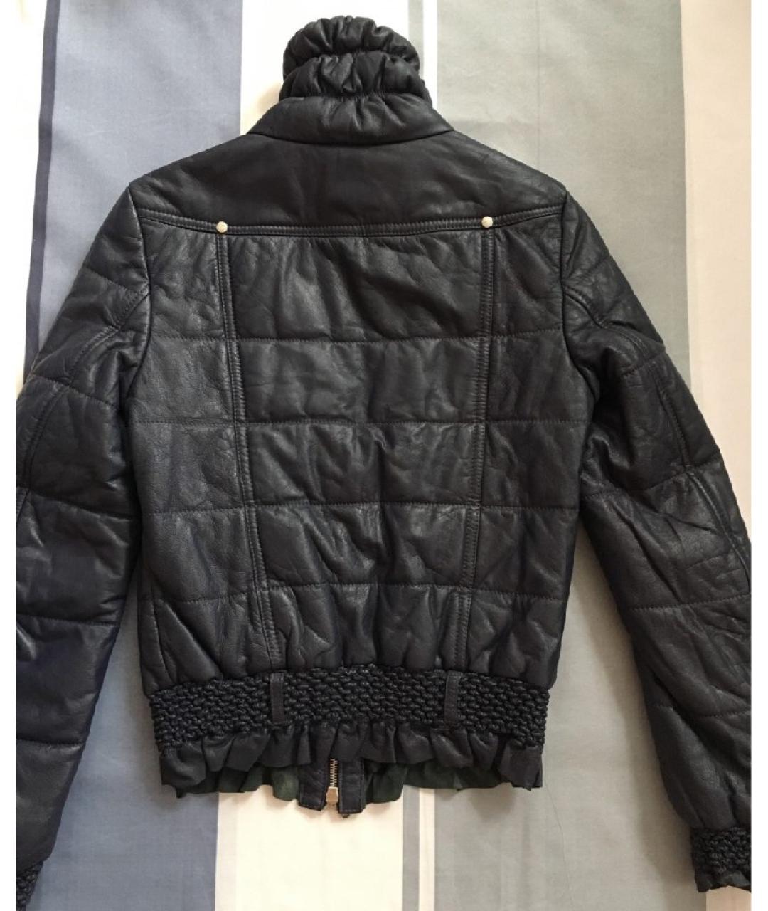 PATRIZIA PEPE Темно-синяя кожаная куртка, фото 2