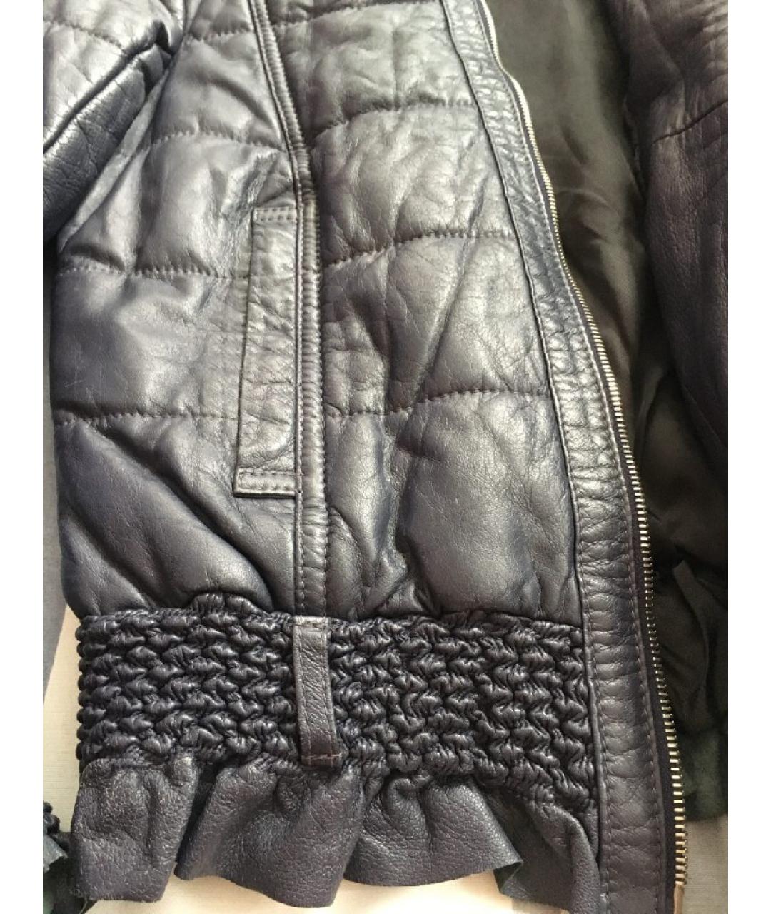 PATRIZIA PEPE Темно-синяя кожаная куртка, фото 8