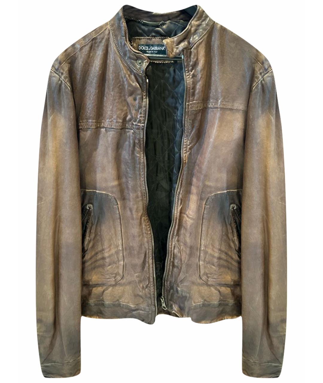 DOLCE&GABBANA Коричневая кожаная куртка, фото 1