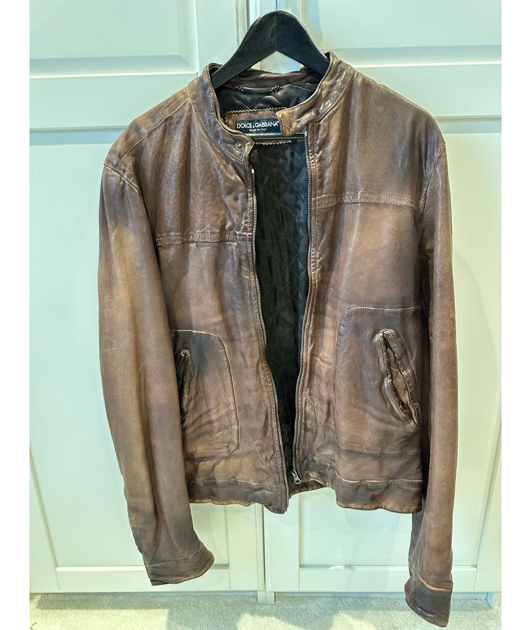 DOLCE&GABBANA Коричневая кожаная куртка, фото 5