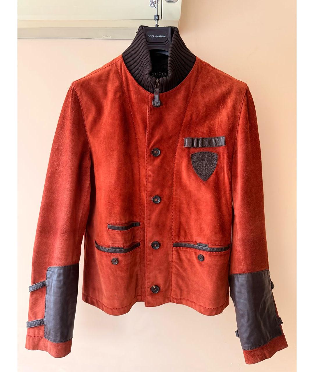 GUCCI Оранжевая замшевая куртка, фото 9