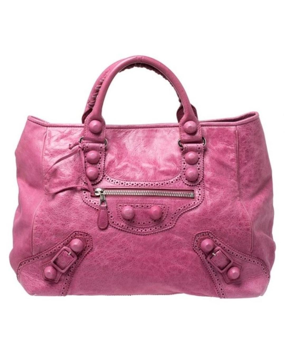 BALENCIAGA Фуксия кожаная сумка с короткими ручками, фото 7