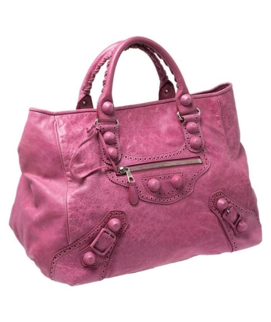 BALENCIAGA Фуксия кожаная сумка с короткими ручками, фото 2