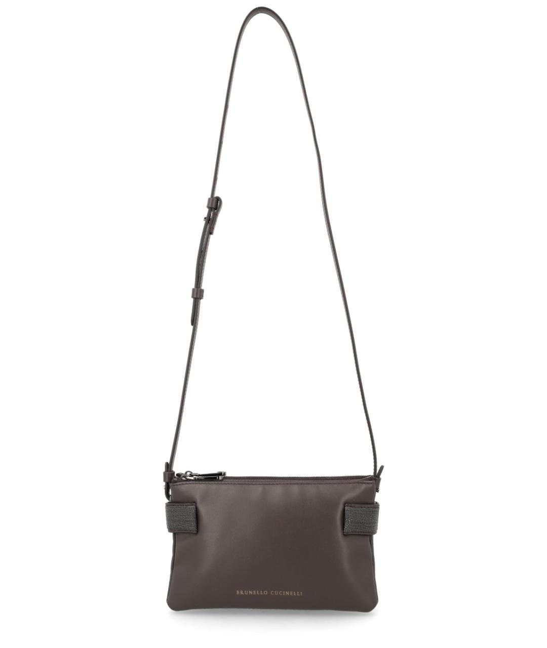 BRUNELLO CUCINELLI Коричневая кожаная сумка через плечо, фото 1