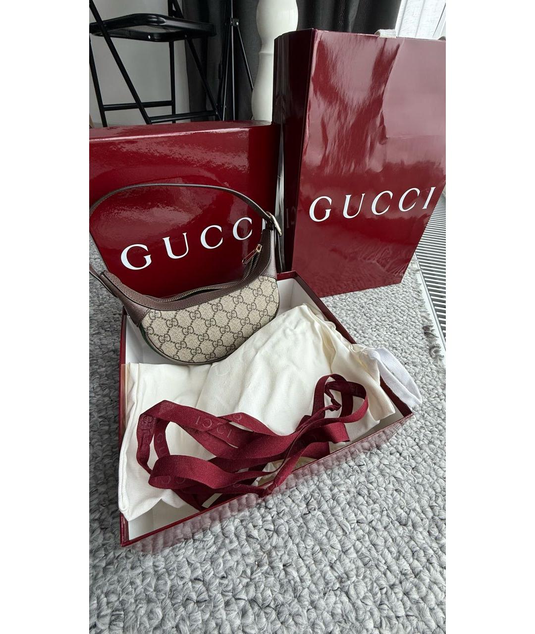 GUCCI Коричневая кожаная сумка с короткими ручками, фото 2