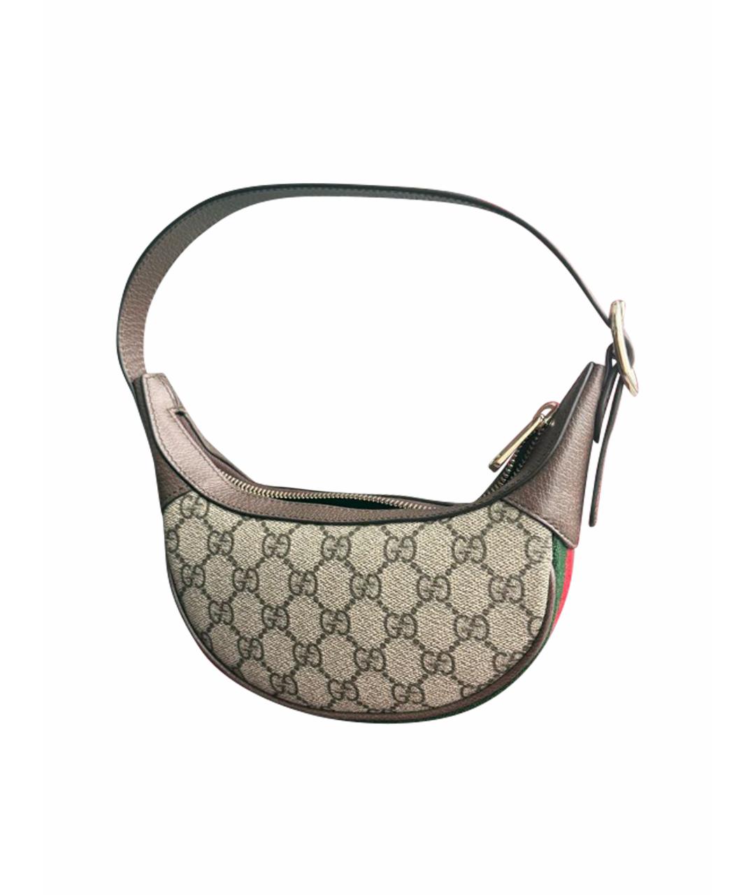 GUCCI Коричневая кожаная сумка с короткими ручками, фото 1