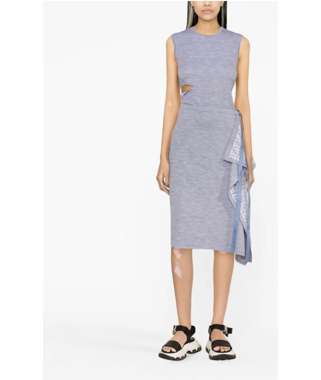 FENDI Серая льняная юбка миди, фото 2