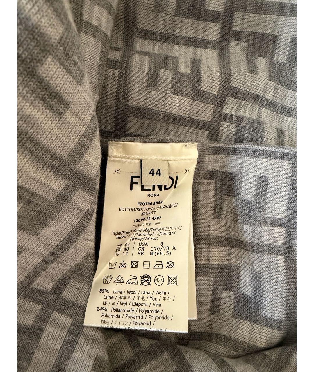 FENDI Серая льняная юбка миди, фото 5