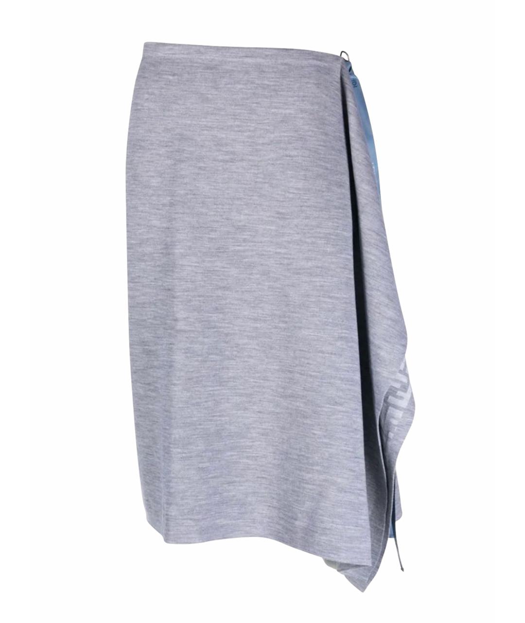 FENDI Серая льняная юбка миди, фото 1