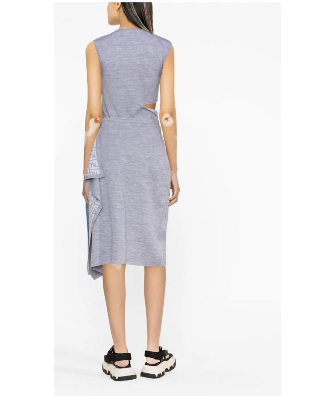 FENDI Серая льняная юбка миди, фото 3