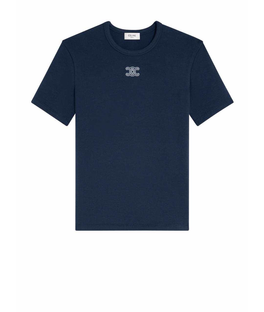 CELINE Темно-синяя хлопковая футболка, фото 1