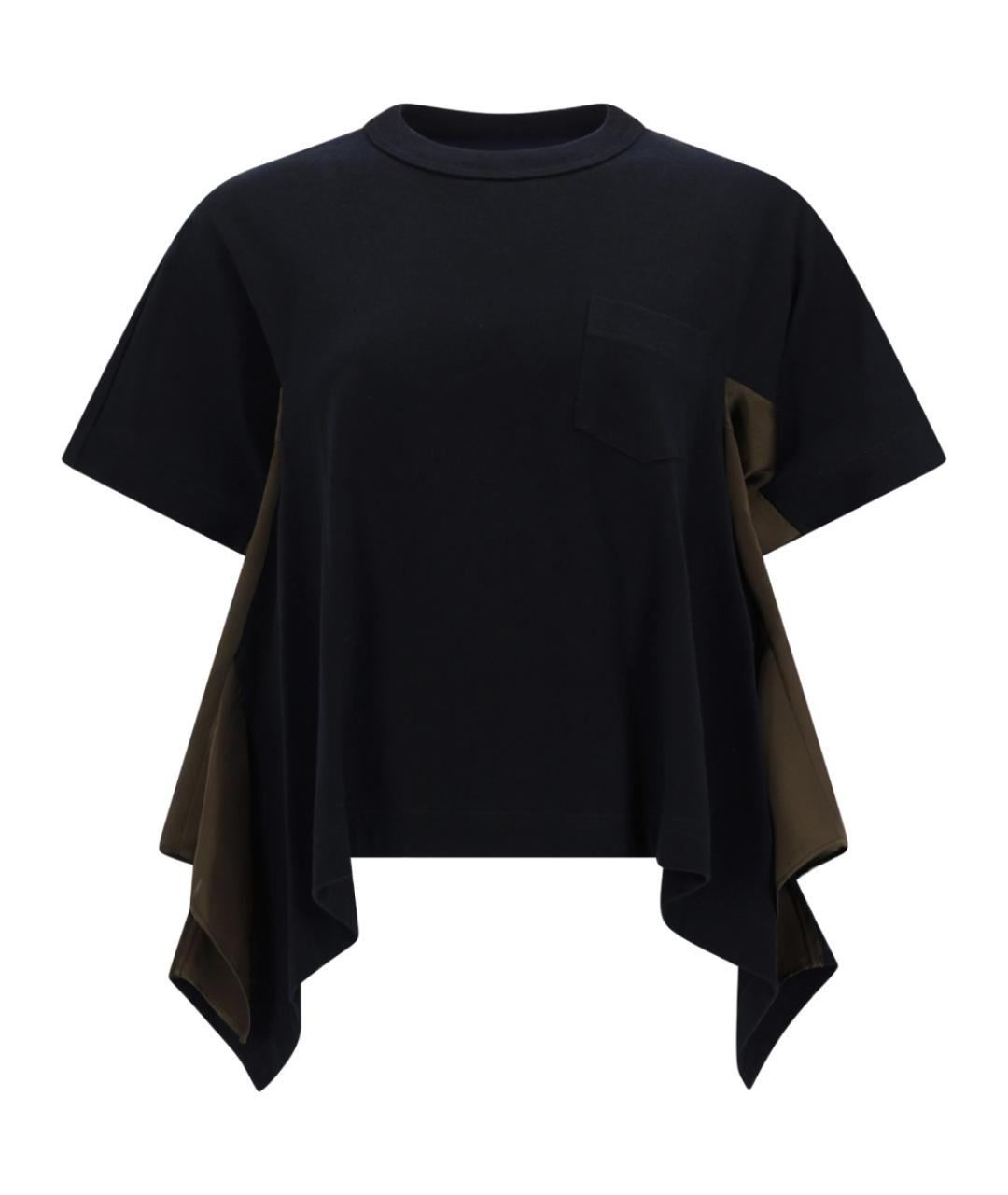 SACAI Черная хлопковая футболка, фото 1