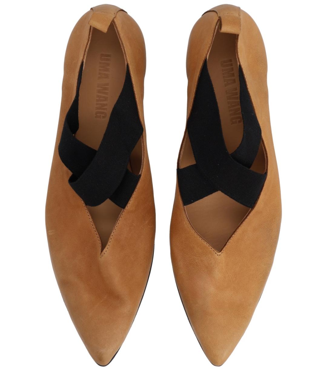 UMA WANG Бежевые кожаные балетки, фото 6