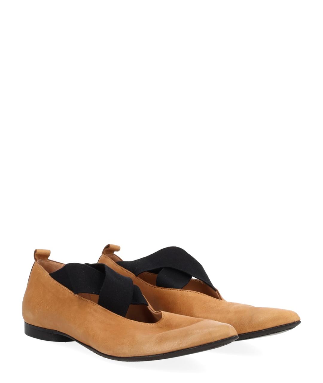 UMA WANG Бежевые кожаные балетки, фото 4