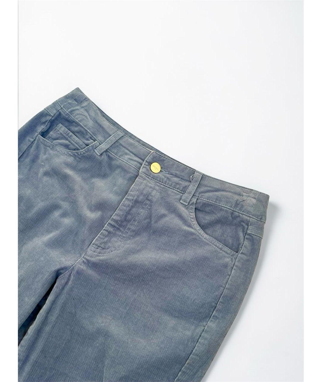 MAX MARA Голубые хлопковые брюки широкие, фото 2