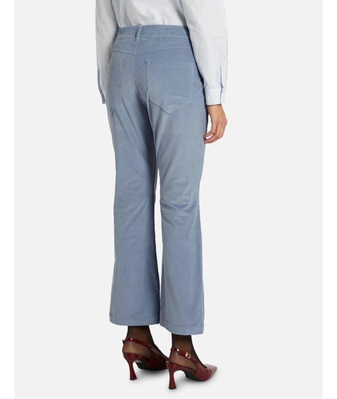 MAX MARA Голубые хлопковые брюки широкие, фото 8