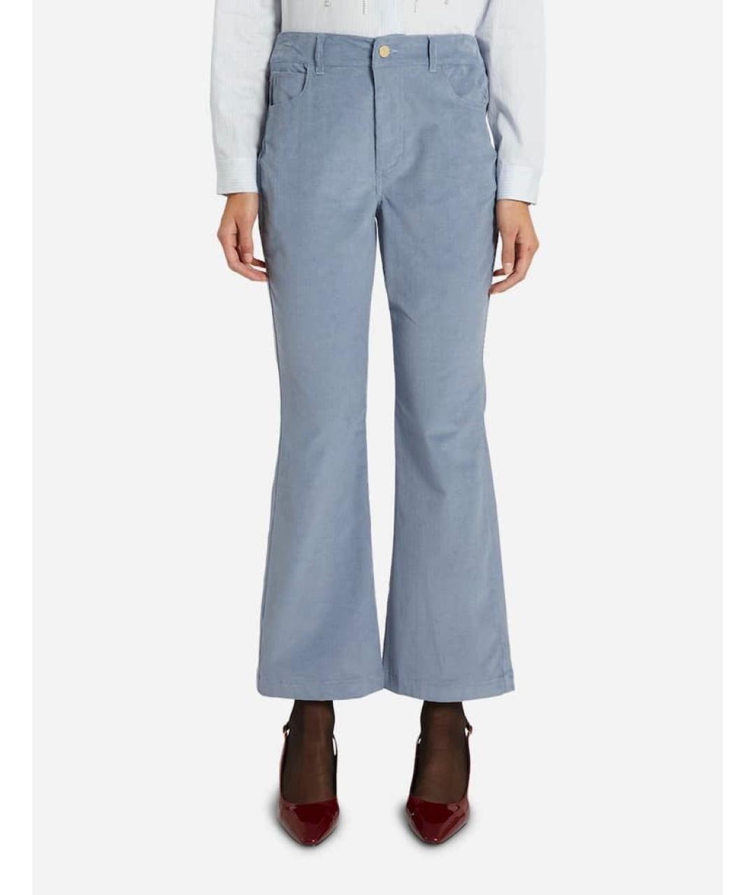 MAX MARA Голубые хлопковые брюки широкие, фото 7