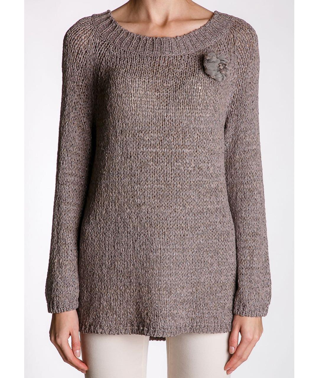 Bruno Manetti Серый хлопковый джемпер / свитер, фото 3