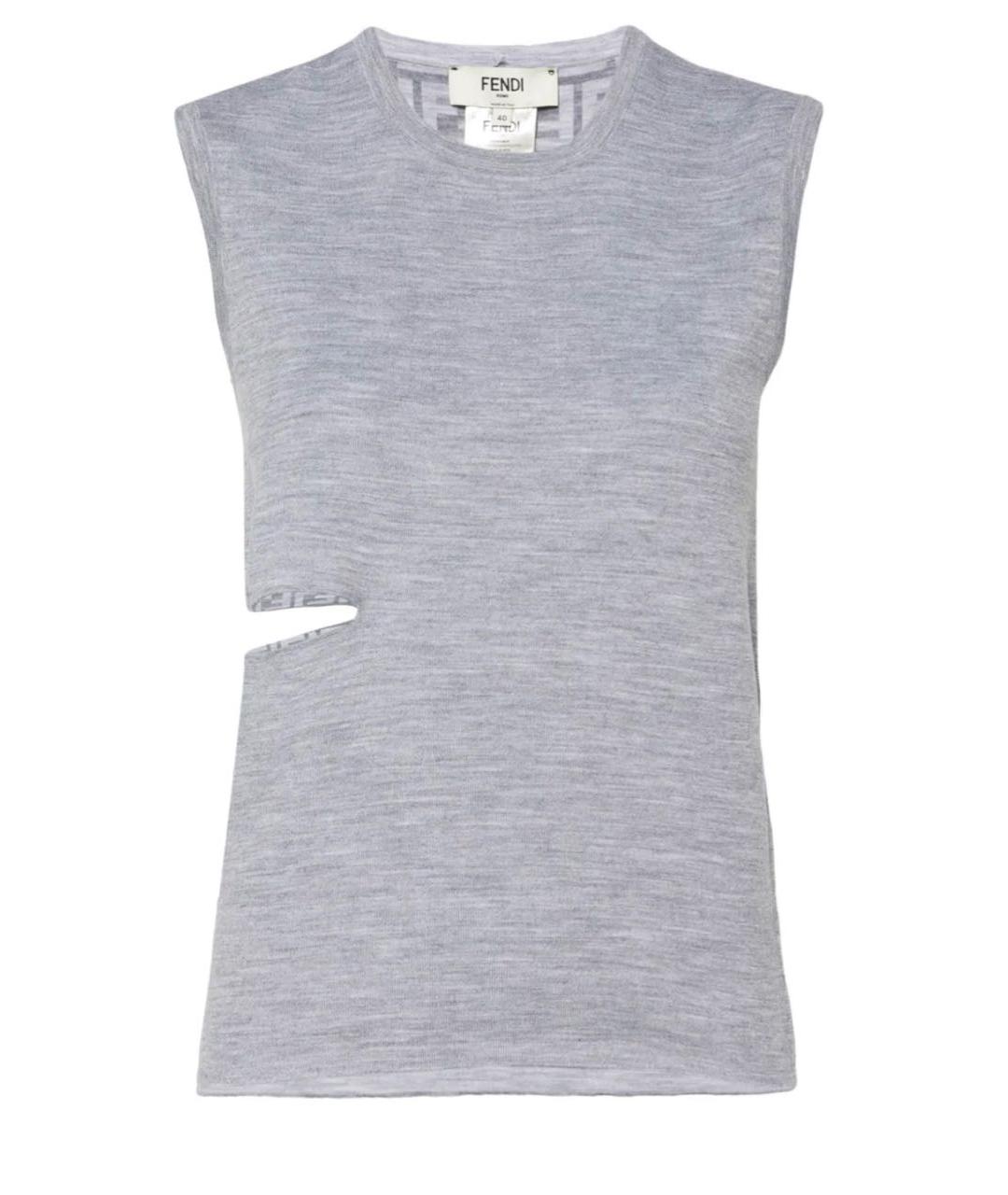 FENDI Серая шерстяная футболка, фото 5