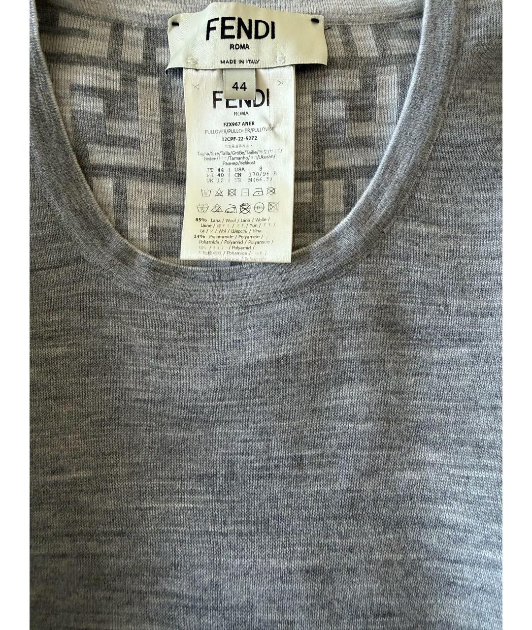 FENDI Серая шерстяная футболка, фото 4