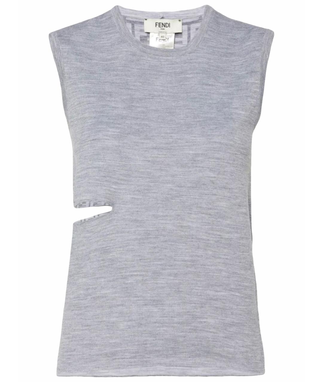FENDI Серая шерстяная футболка, фото 1