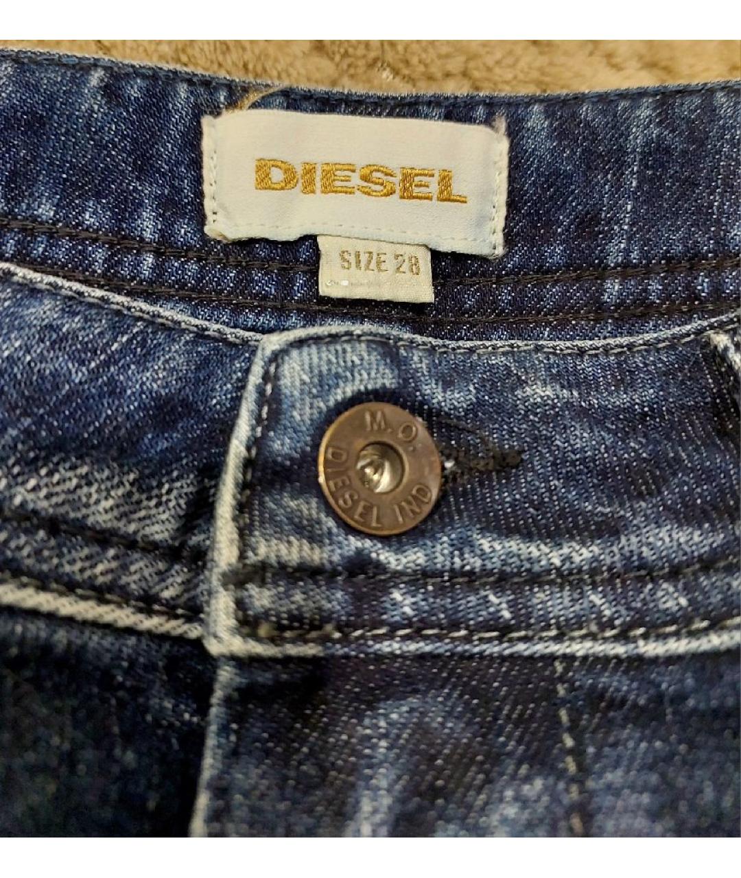 DIESEL Синяя хлопко-эластановая юбка мини, фото 3