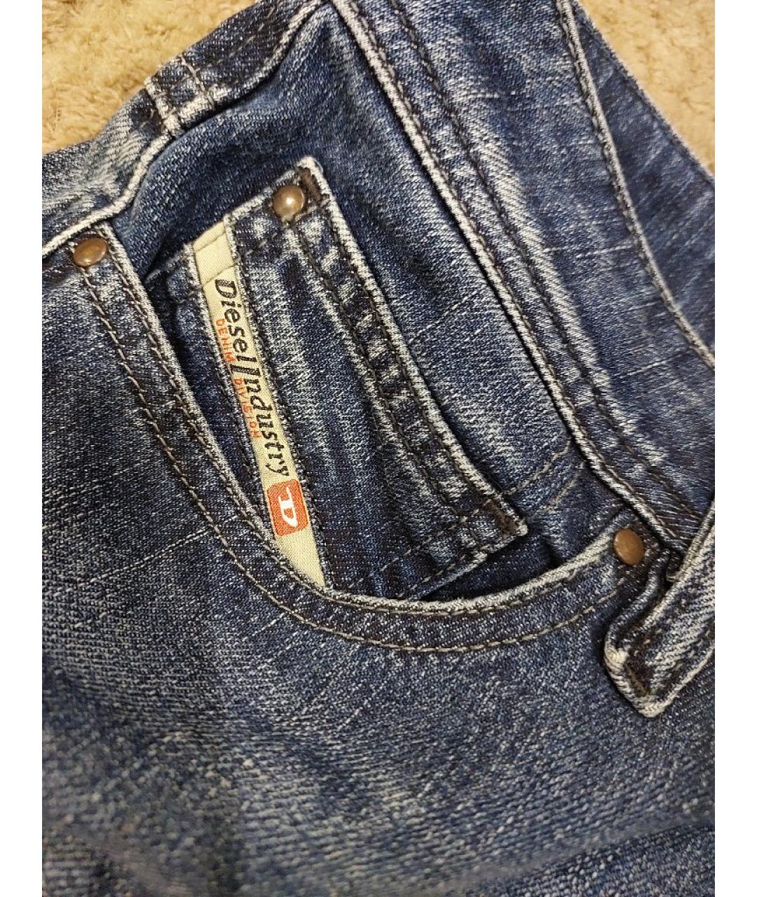 DIESEL Синяя хлопко-эластановая юбка мини, фото 4