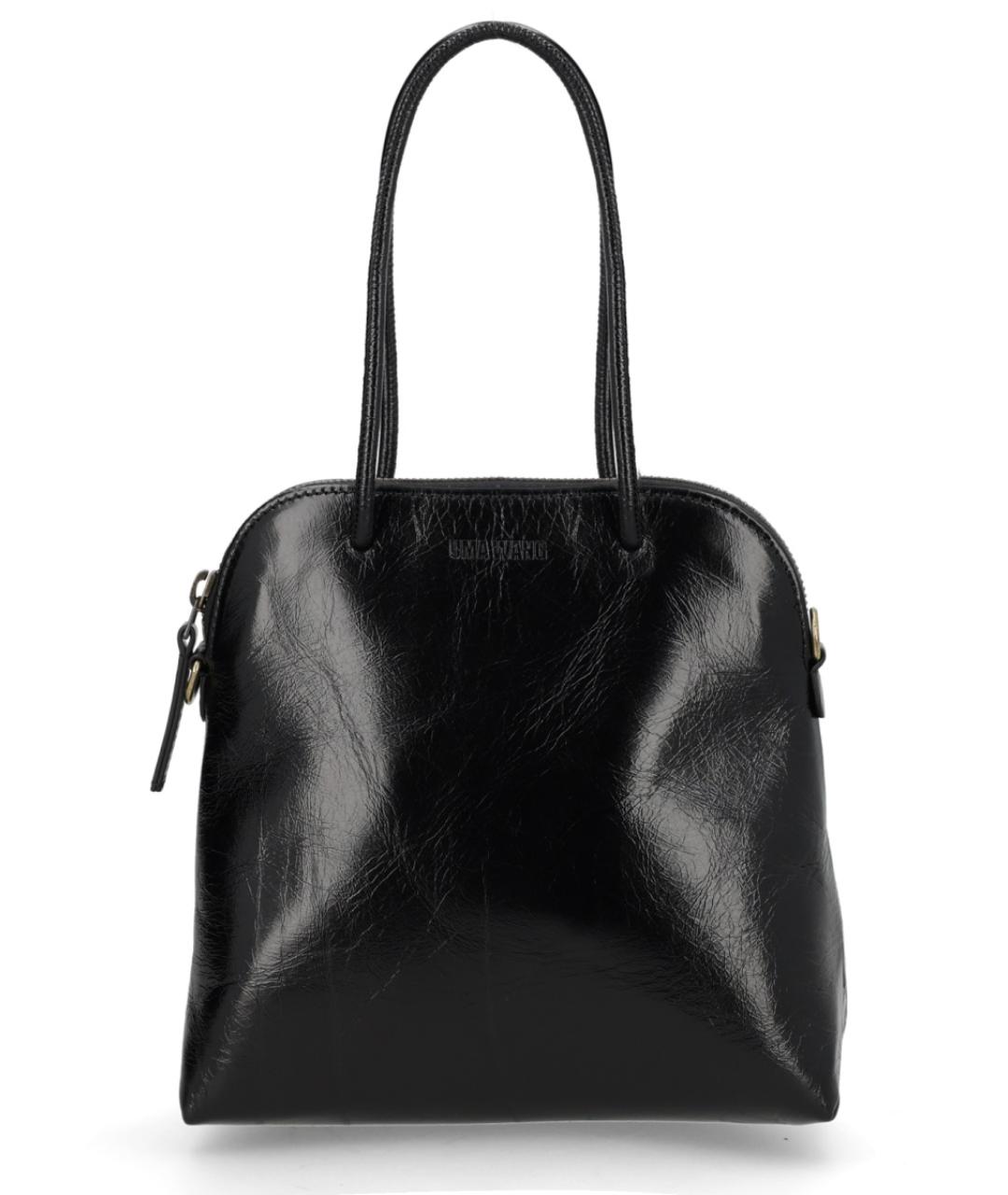 UMA WANG Черная кожаная сумка с короткими ручками, фото 1