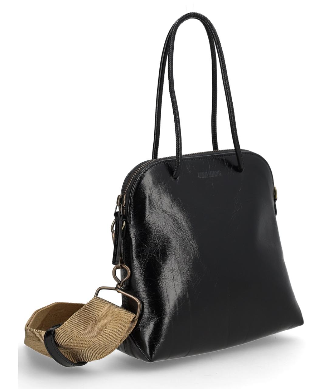 UMA WANG Черная кожаная сумка с короткими ручками, фото 3