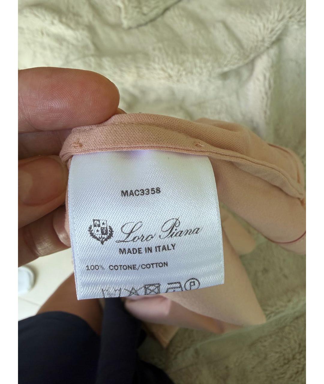 LORO PIANA Розовая хлопковая футболка, фото 7