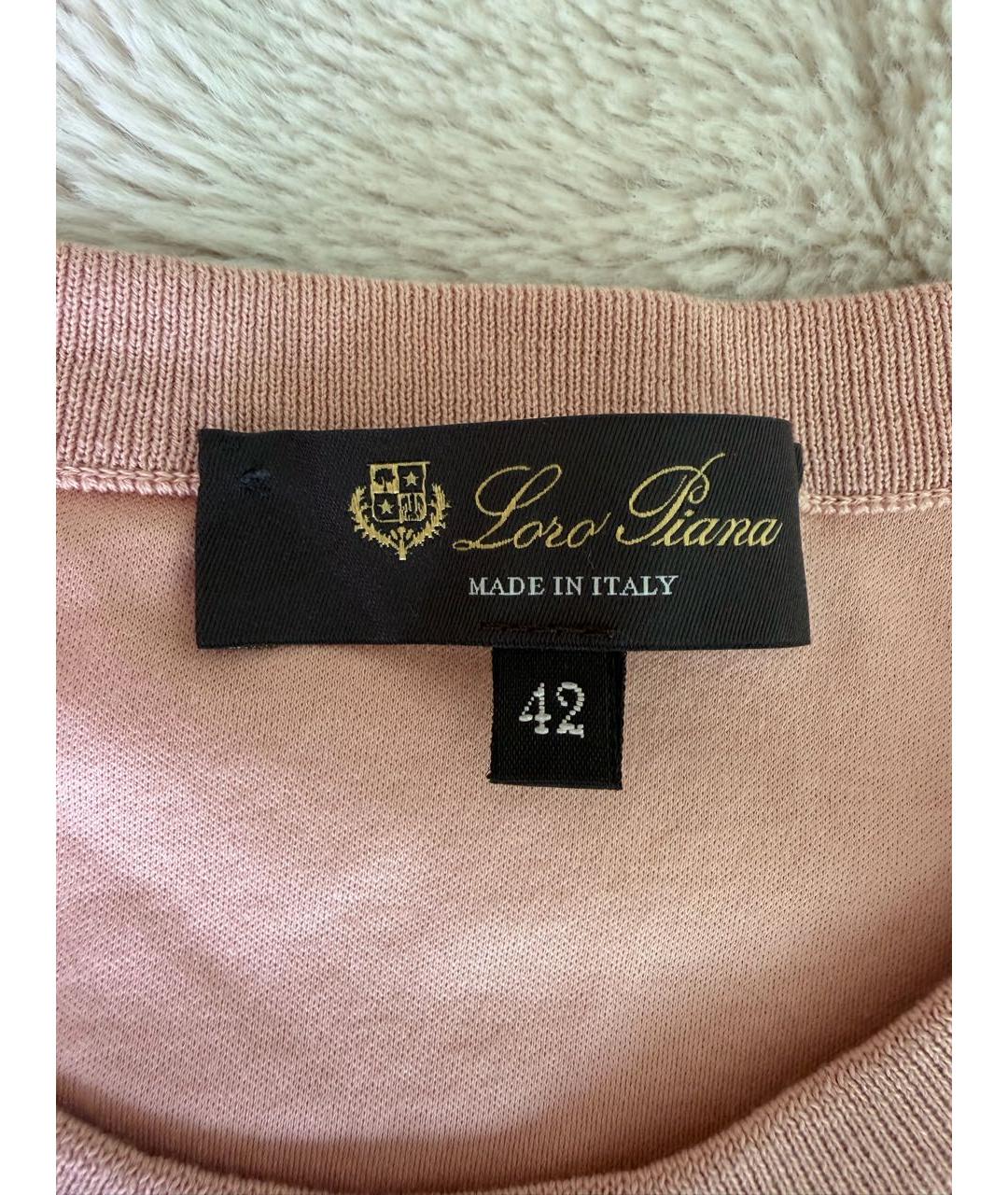 LORO PIANA Розовая хлопковая футболка, фото 3