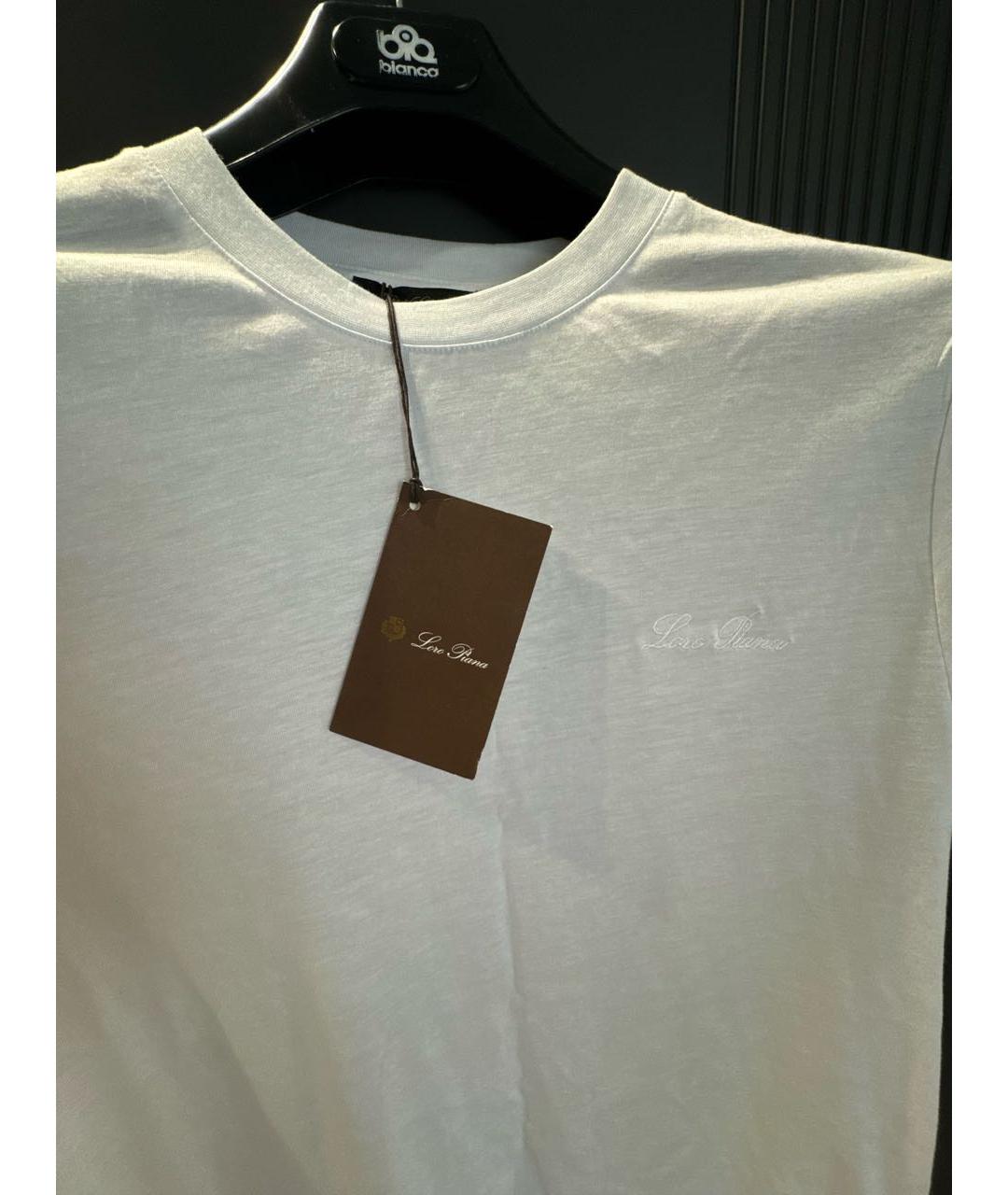 LORO PIANA Белая хлопковая футболка, фото 3