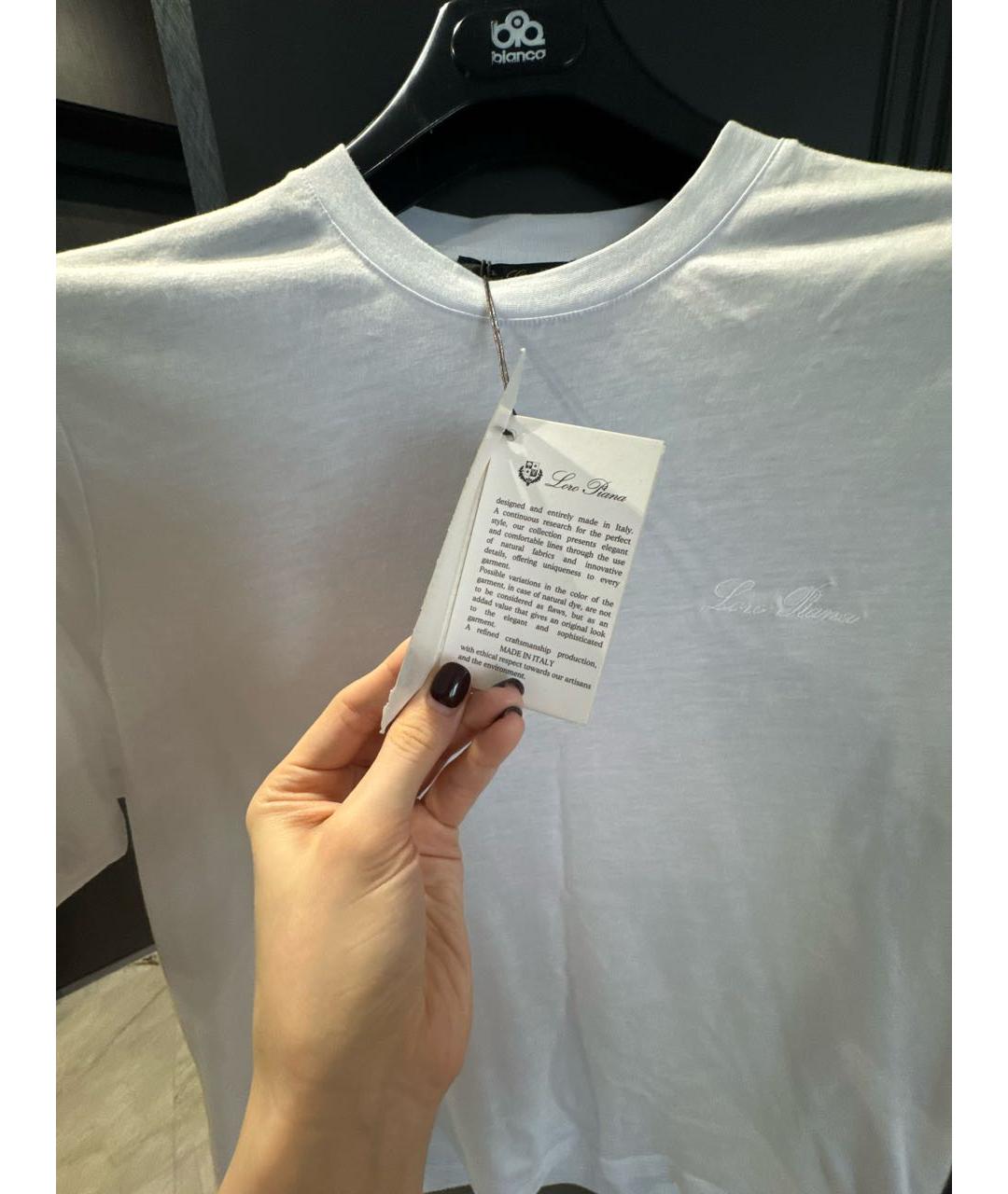 LORO PIANA Белая хлопковая футболка, фото 5