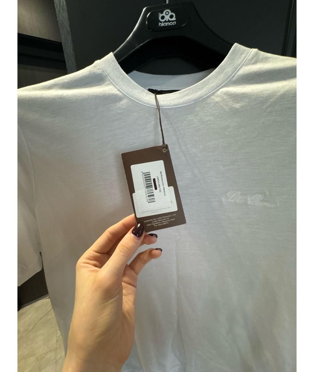 LORO PIANA Белая хлопковая футболка, фото 6