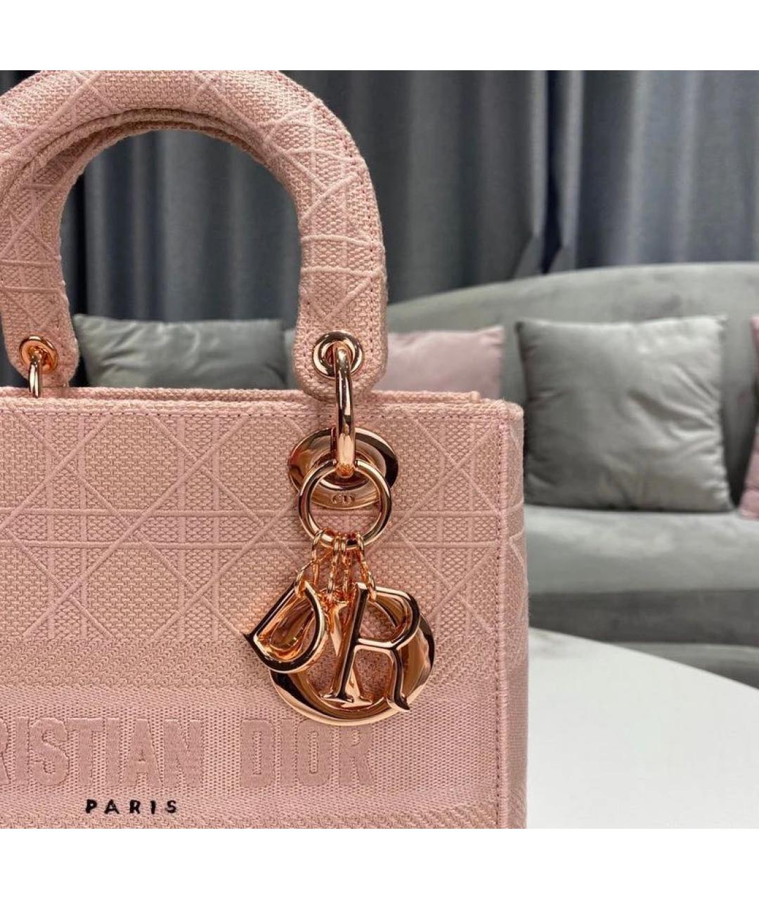 CHRISTIAN DIOR Розовая жаккардовая сумка с короткими ручками, фото 2