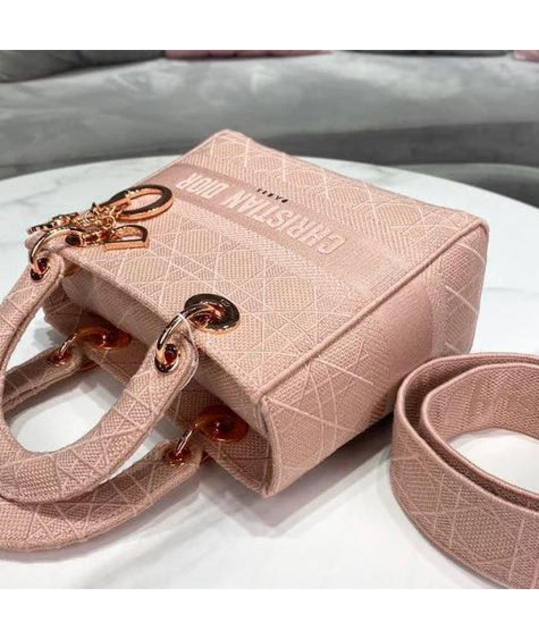 CHRISTIAN DIOR Розовая жаккардовая сумка с короткими ручками, фото 4