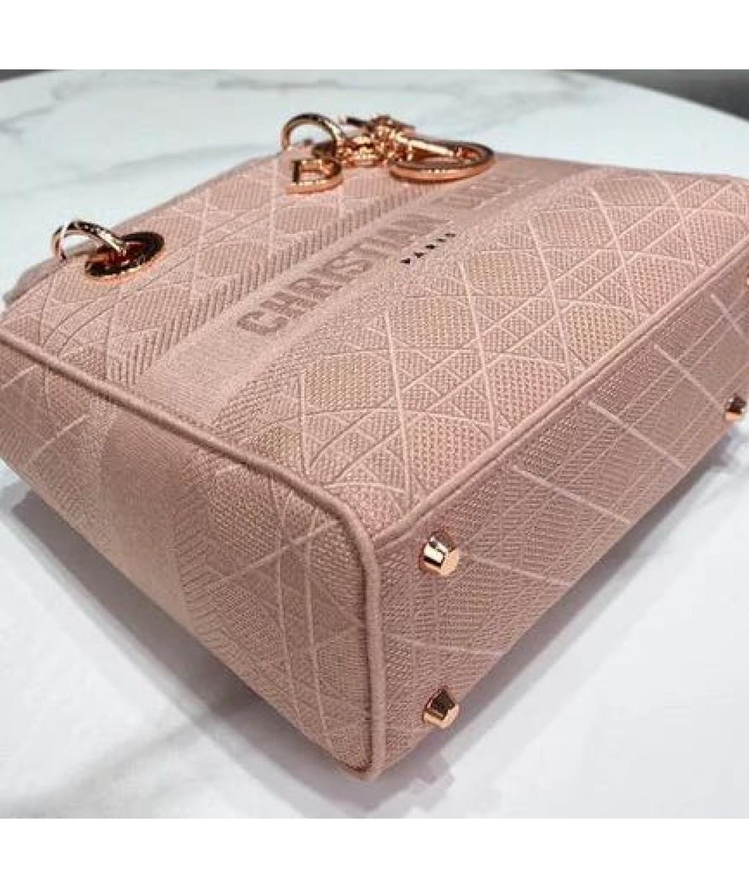 CHRISTIAN DIOR Розовая жаккардовая сумка с короткими ручками, фото 3
