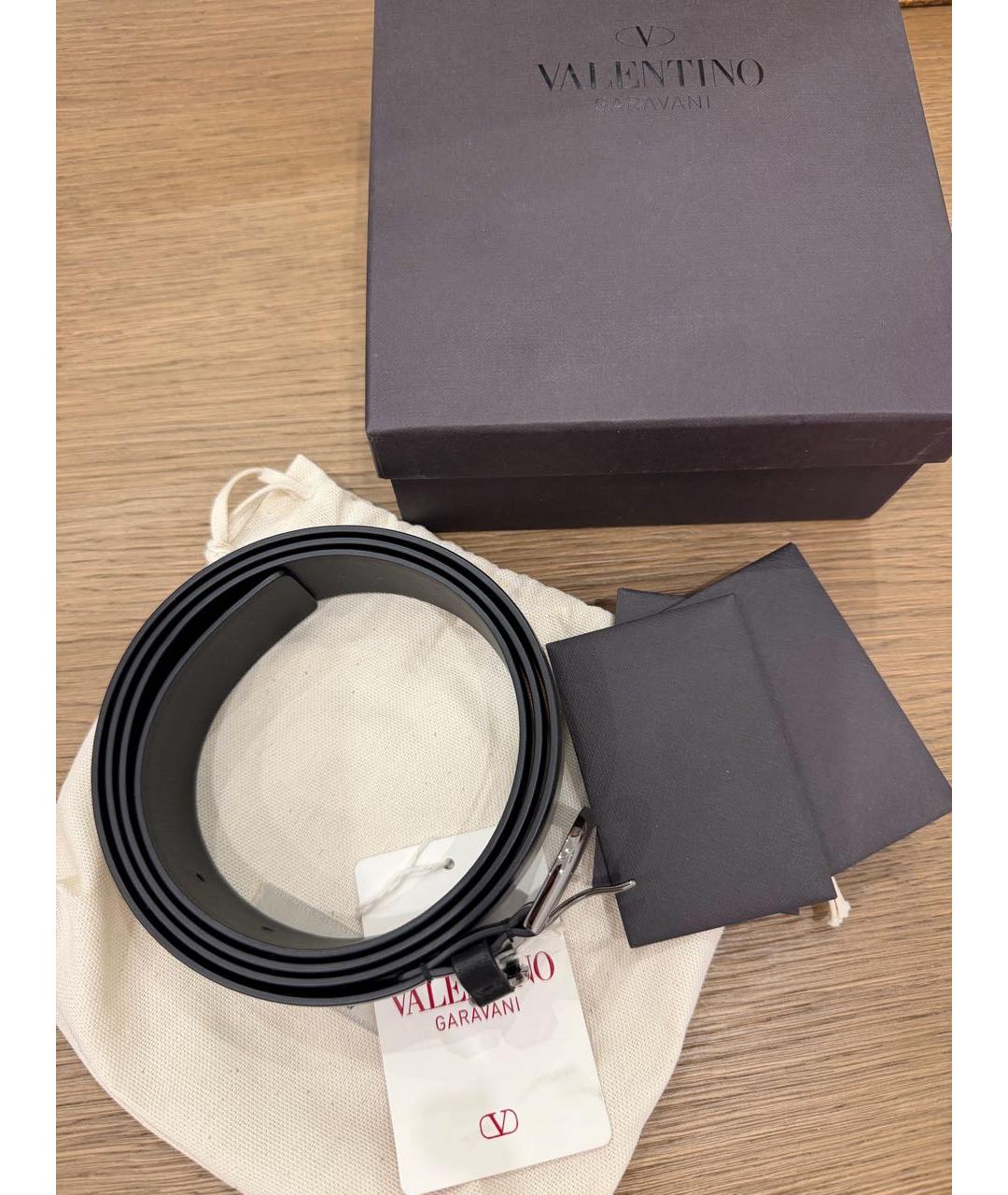 VALENTINO Черный кожаный ремень, фото 2