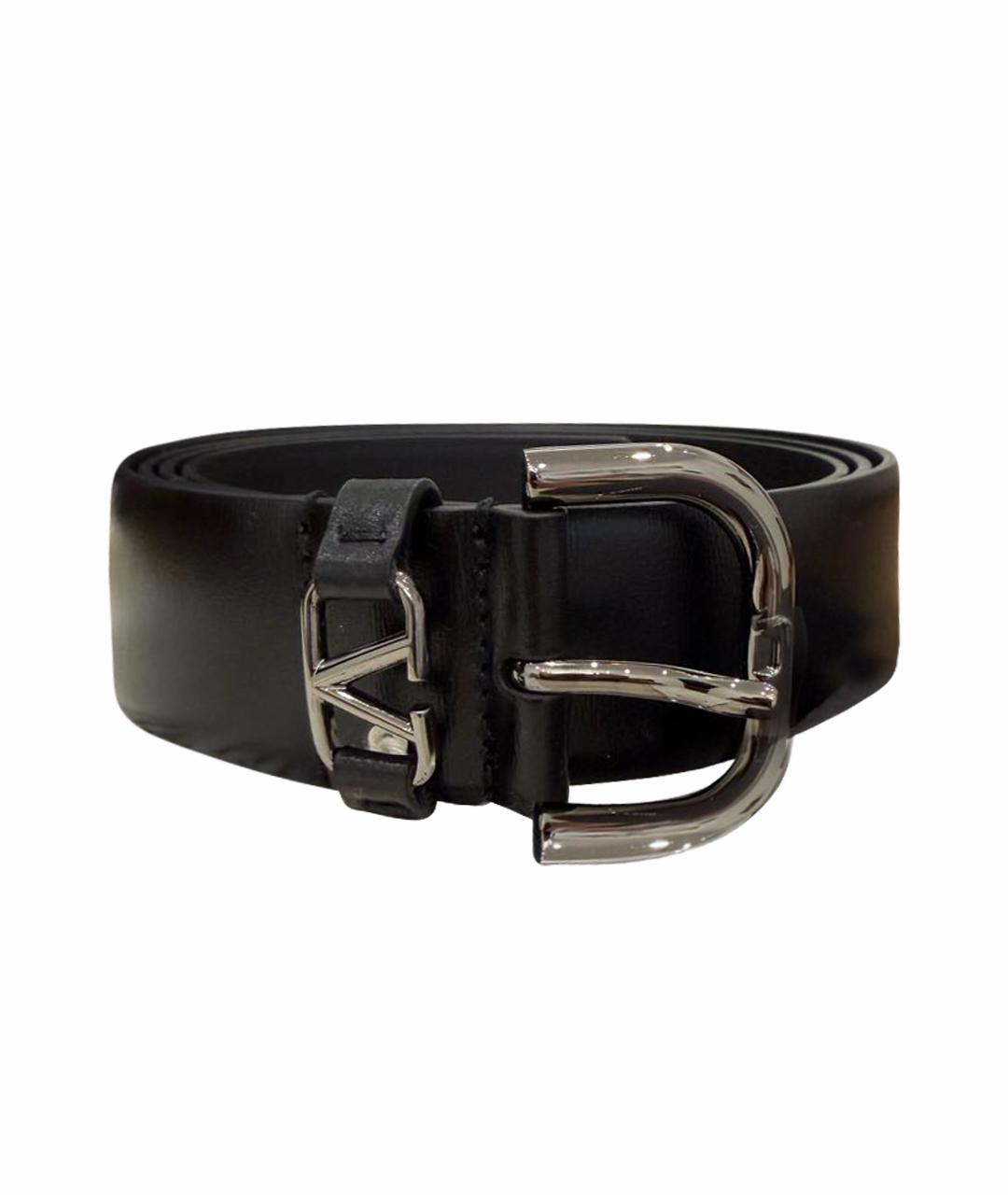 VALENTINO Черный кожаный ремень, фото 1