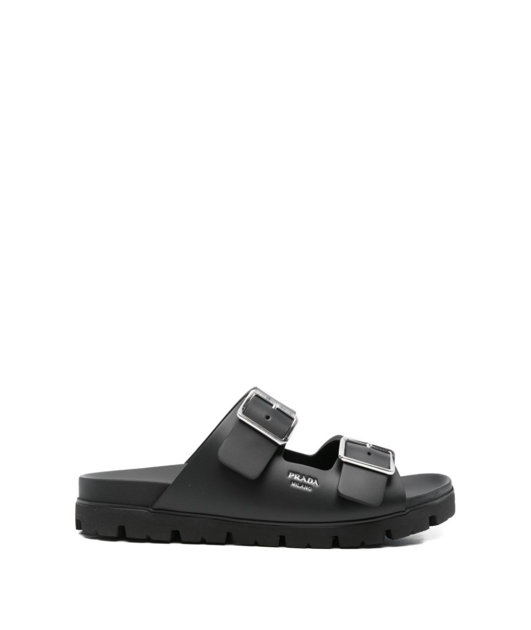 PRADA Черные кожаные сандалии, фото 1