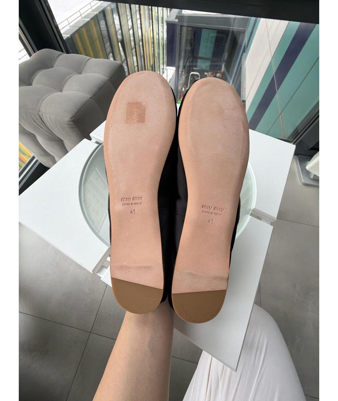 MIU MIU Черные текстильные балетки, фото 5