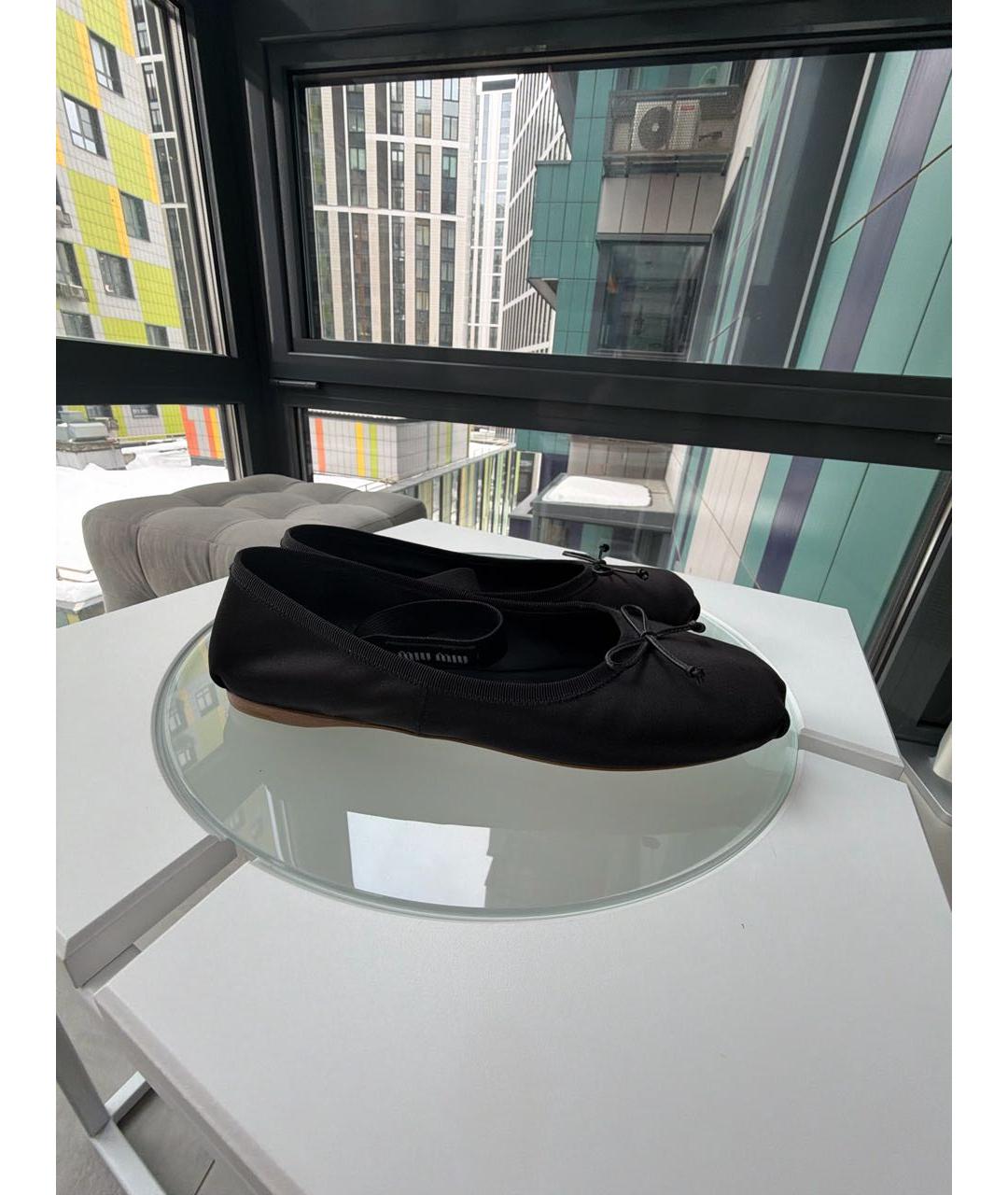 MIU MIU Черные текстильные балетки, фото 6