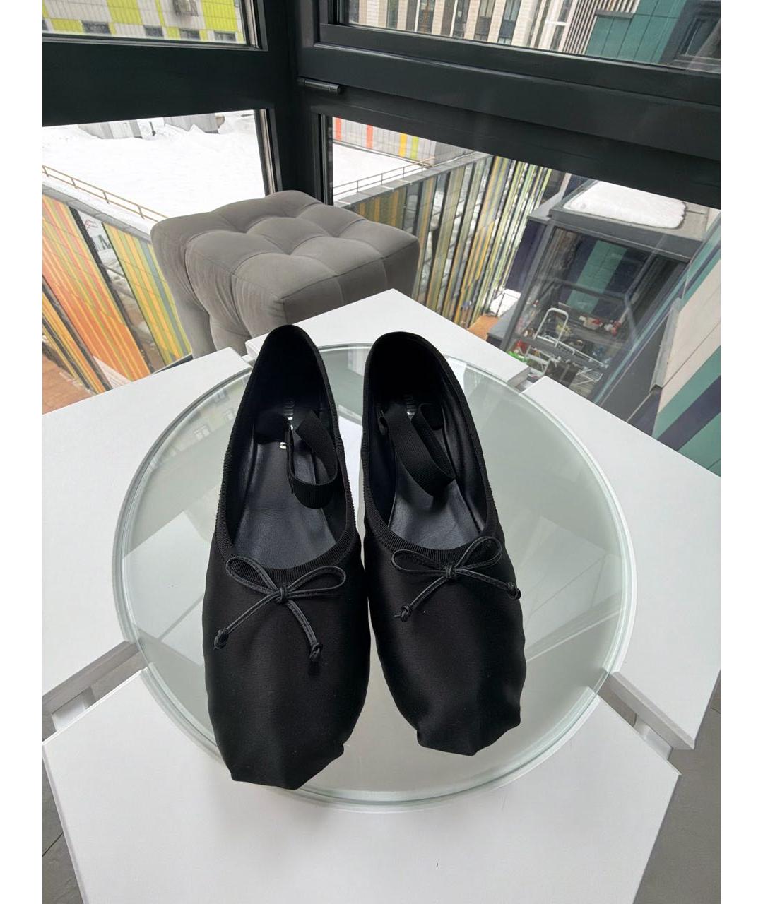 MIU MIU Черные текстильные балетки, фото 2