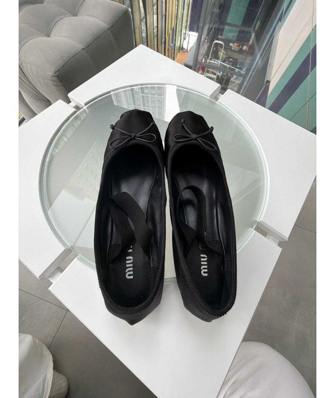 MIU MIU Черные текстильные балетки, фото 3