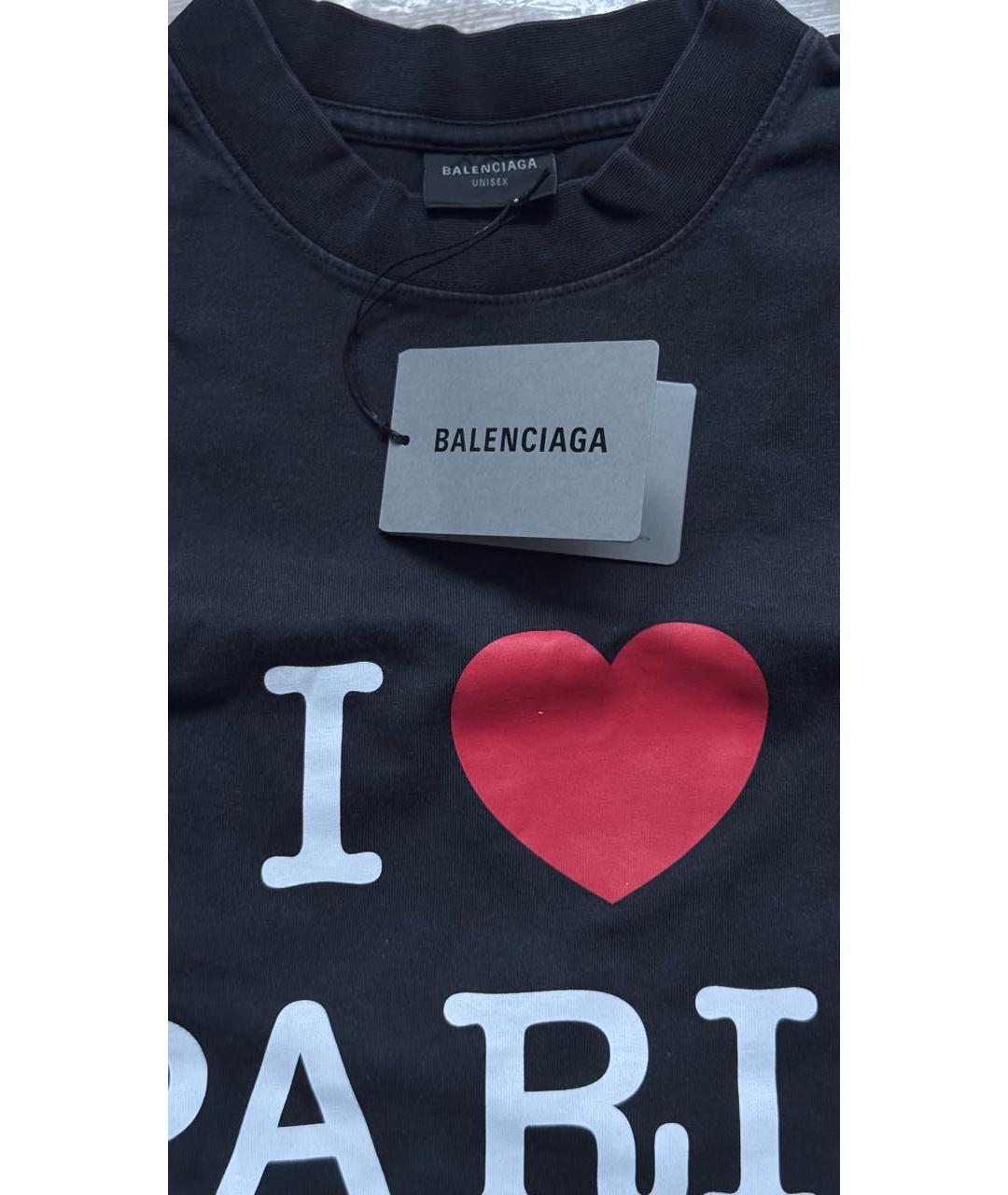 BALENCIAGA Черная хлопковая футболка, фото 3