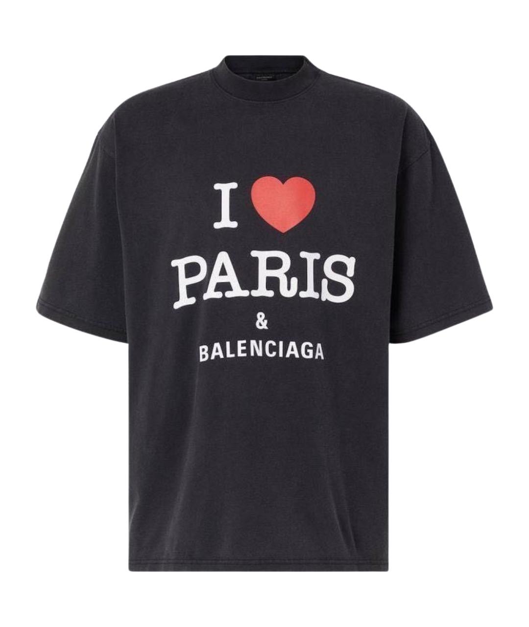 BALENCIAGA Черная хлопковая футболка, фото 1