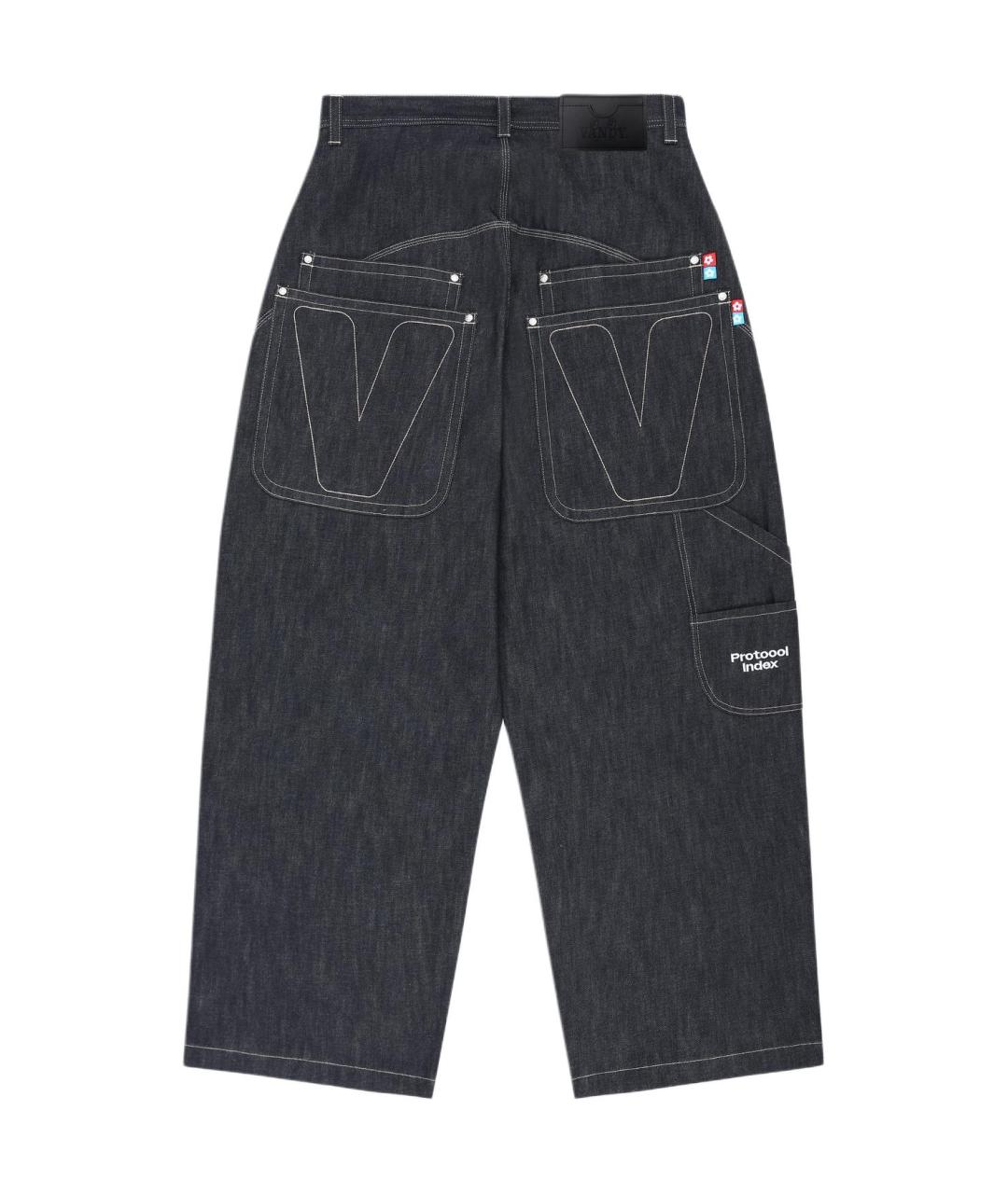 PROTOCOL INDEX Синие хлопковые прямые джинсы, фото 2