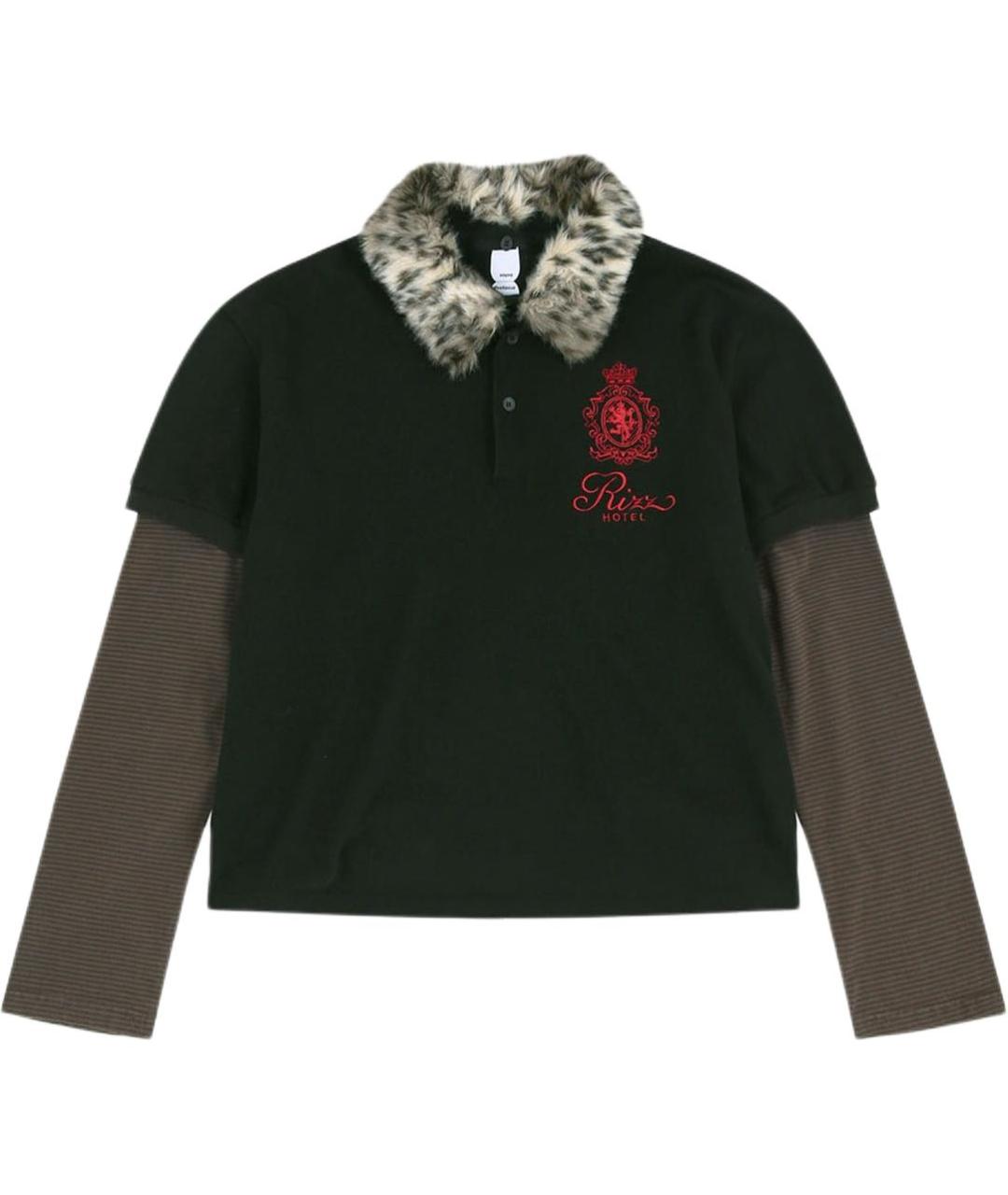 PROTOCOL INDEX Черное хлопковое поло с длинным рукавом, фото 1