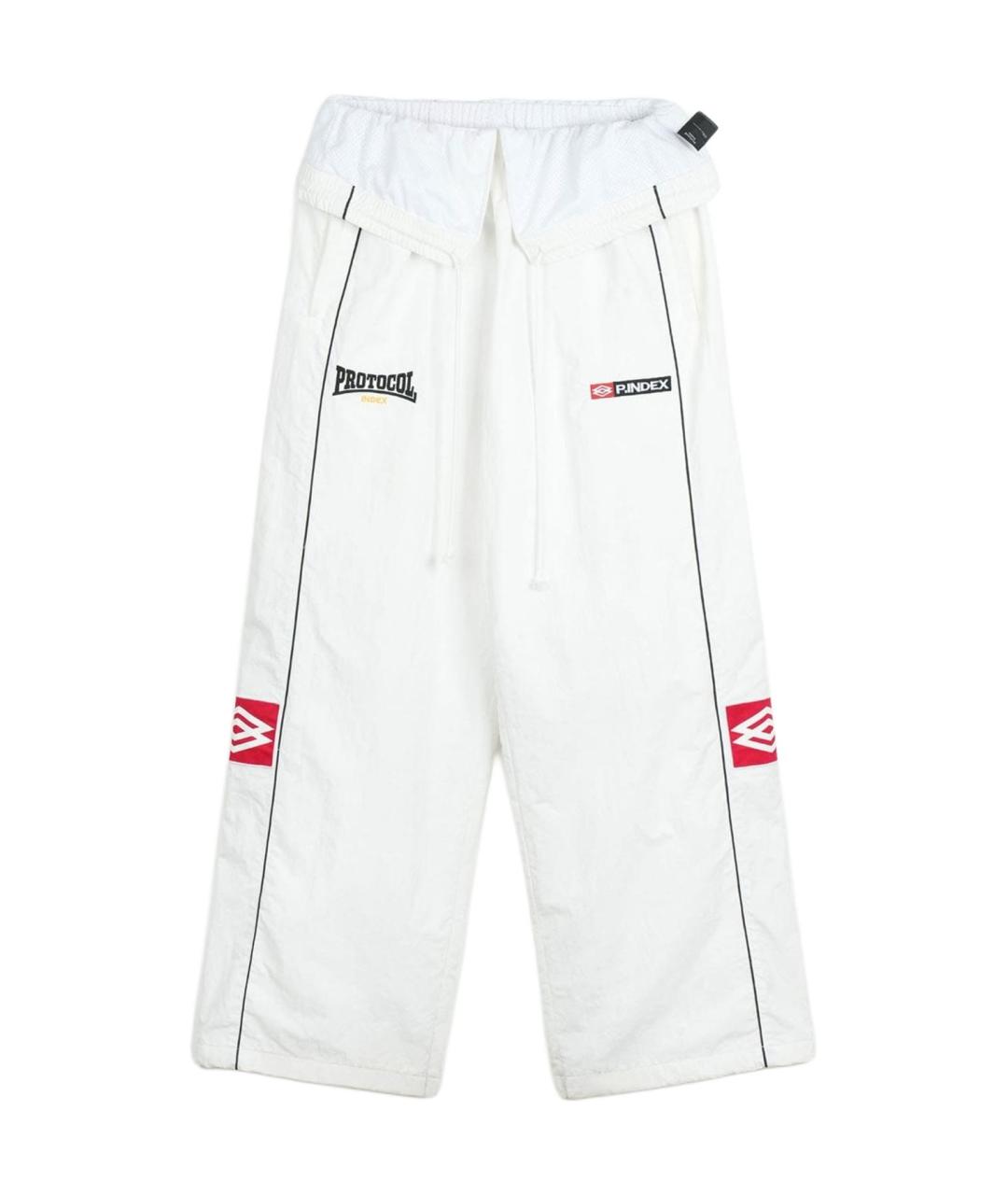 PROTOCOL INDEX Белые синтетические классические брюки, фото 1
